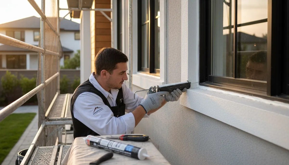 Professional caulking and sealing on Cherry Hill NJ home exterior for weatherproof protection