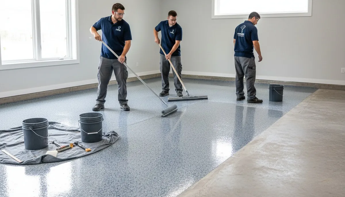 Professional epoxy garage floor coating in Cherry Hill, NJ by expert house painters
