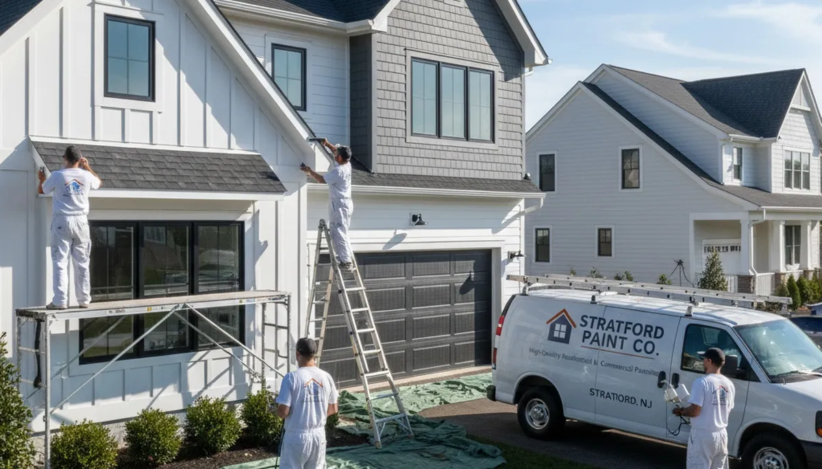 Professional house painters in Cherry Hill NJ refreshing home exterior with quality paint finish