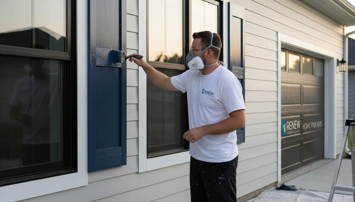 Professional shutter painting on a Cherry Hill NJ home with durable weather-resistant finishes