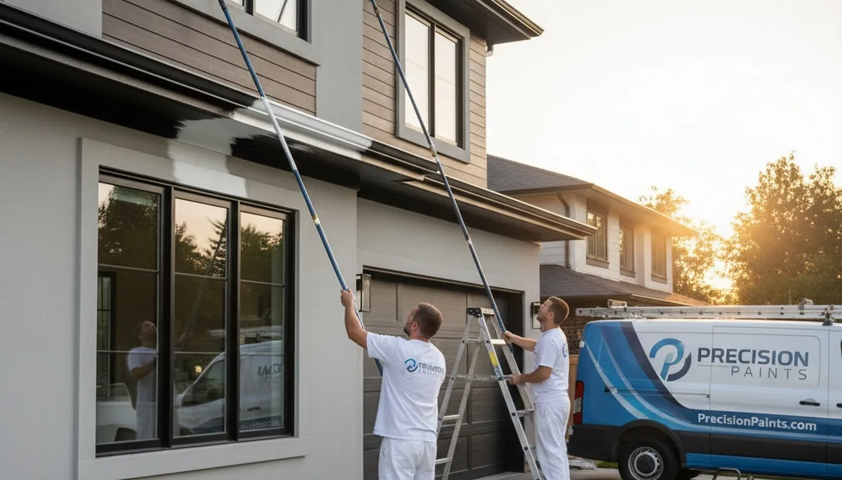 Professional trim and fascia painting on Cherry Hill NJ home by expert house painters