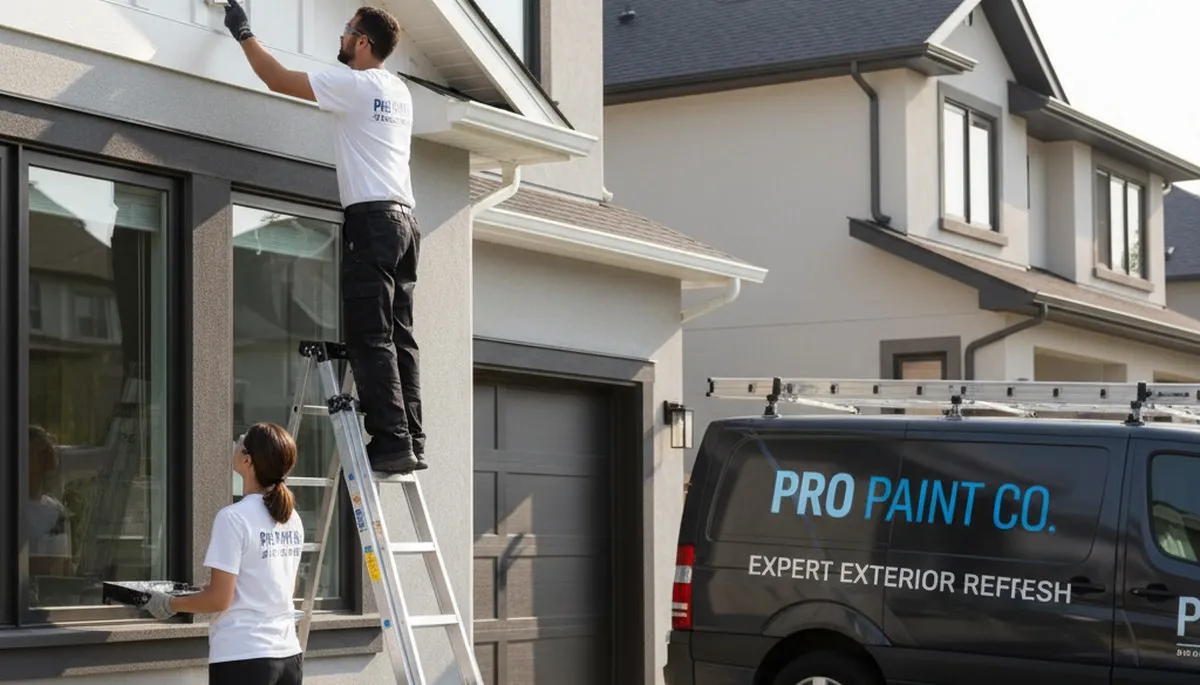 Professional trim and fascia painting on Cherry Hill, NJ home exterior by expert house painters