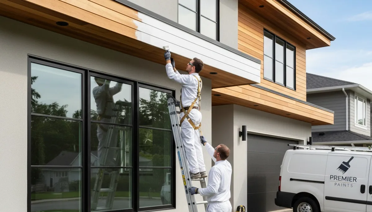 Professional trim and fascia painting on a Cherry Hill NJ home by local expert house painters