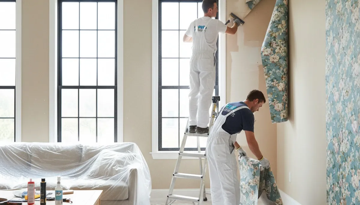 Professional wallpaper removal and wall preparation by house painters in Cherry Hill, NJ