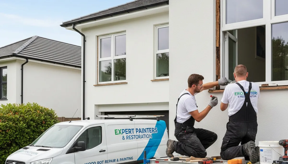 Professional wood rot repair and exterior painting on Cherry Hill NJ home by expert painters